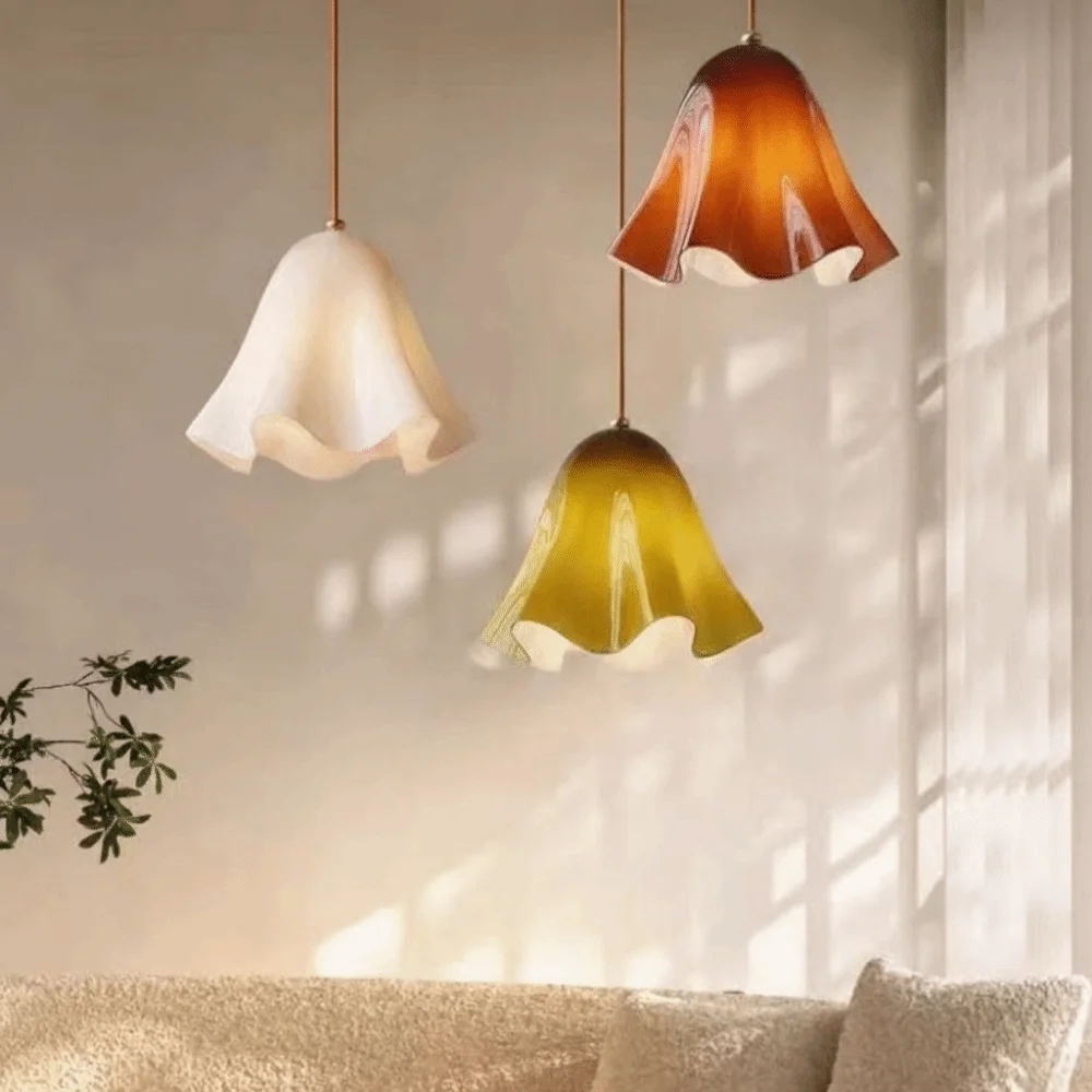 Homestay Decor Glass Pendant Light Hand-Painted Vintage Style Ceiling Lamp Creative Design Artistic Hanging Lamp Home Decor