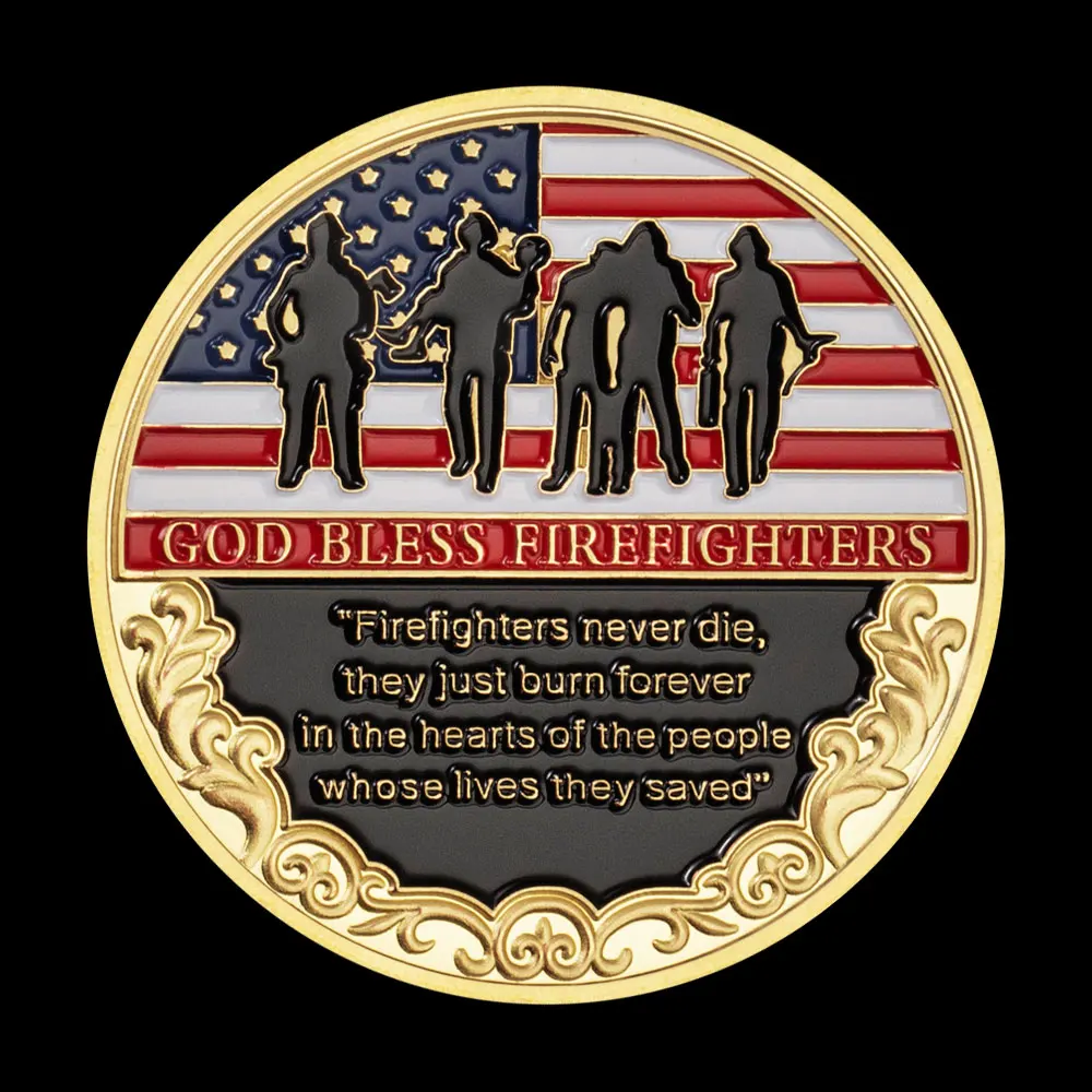 عملة تذكارية ذهبية ، نشكرك على خدمتك ، صلاة الله تبارك رجال الإطفاء ، إطفائي الشجاعة #4