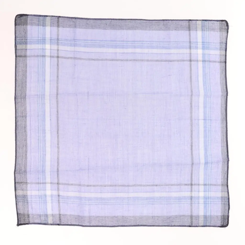 Soft Polyester Cotton Mens Handkerchiefs Plaid Pattern Pocket Square Set 36x37 Vintage Hankies for Wedding and Office