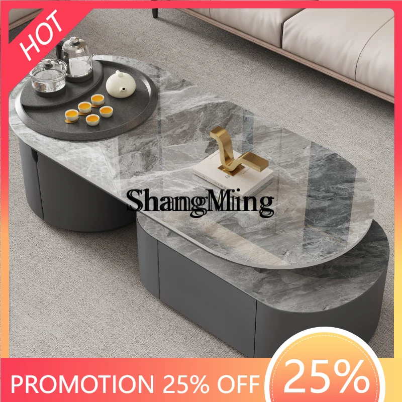 

CL cream wind rock board coffee table living room home light luxury modern high-end sense tea integration