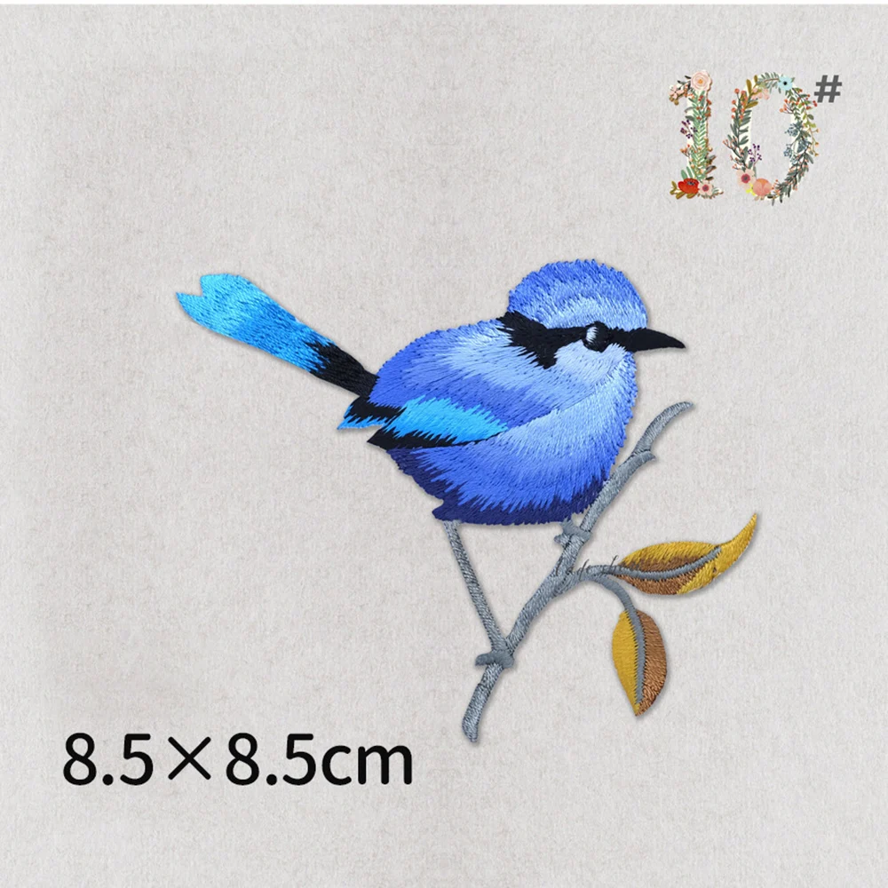 1 Piece Bird Patch Cartoon Iron on Embroidery Stickers for Clothing Bag DIY Decoration Applique, Back Adhesive