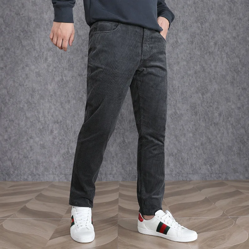 

Winter Fall Comfortable Warm New Fashion Men's Corduroy Trouser Solid Color Simple High Quality Casual Loose Straight Pants Male