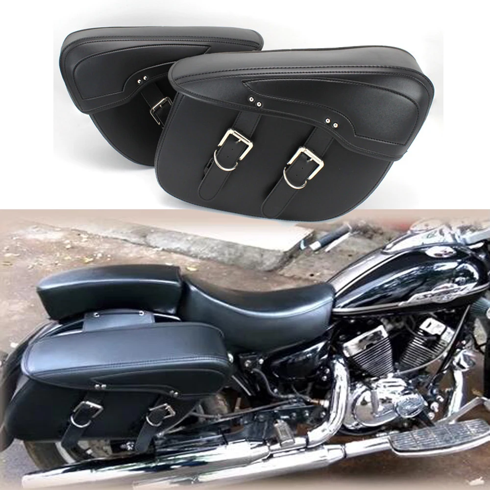 Motorcycle PU Leather Saddlebags Saddle Luggage Bag Saddlebag & Tool Pouch For Sportster Softail Dyna Universal Large Capacity