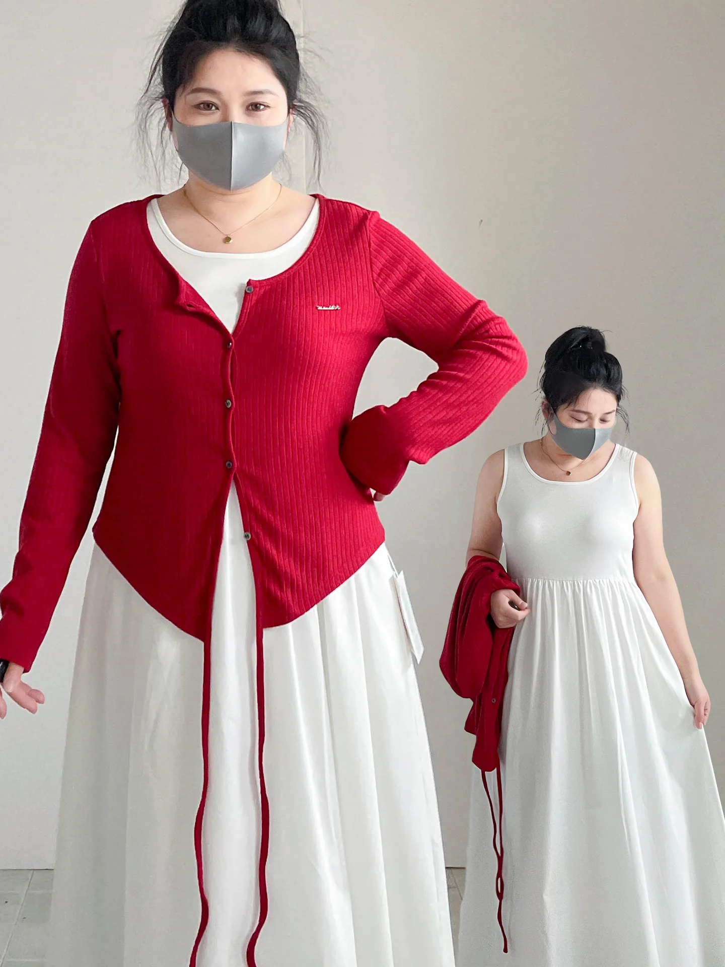 

plus Size Long Dr Set Svel Vest Floor-Length Gown Outerwear for Tall Women Ankle-Length Casual A-Line Skirt