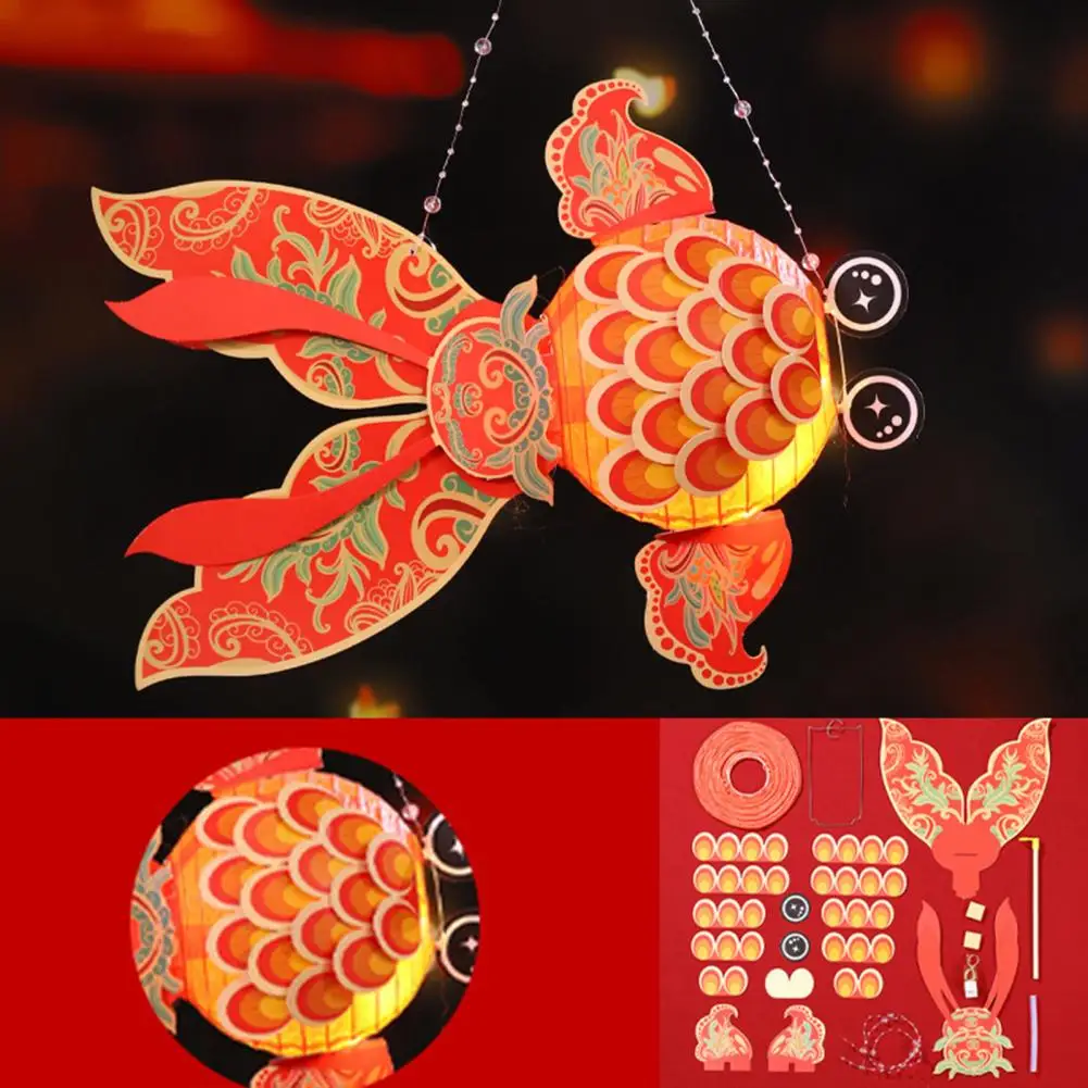 

Mid-autumn Festival Decor Goldfish Lantern Diy Kit for Kids Handcrafted Chinese Traditional Lantern for Mid-autumn Spring