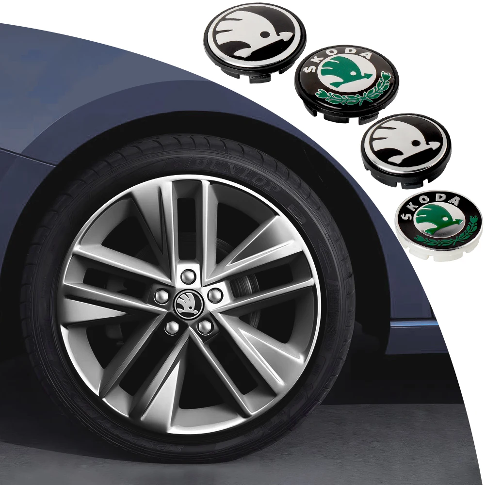 4 Uds 56/65mm tapa de cubo central de rueda de coche accesorios de automóvil para Skoda Afriq Kamiq Fabia Octavia Scala Kodiaq Karoq VRS VII Yeti