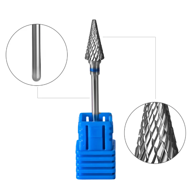 Wolfraamstaal nagellak hoofd conische ronde platte kop nagelreparatie accessoires gereedschap verwijderen nagel patch manicure polijstkop