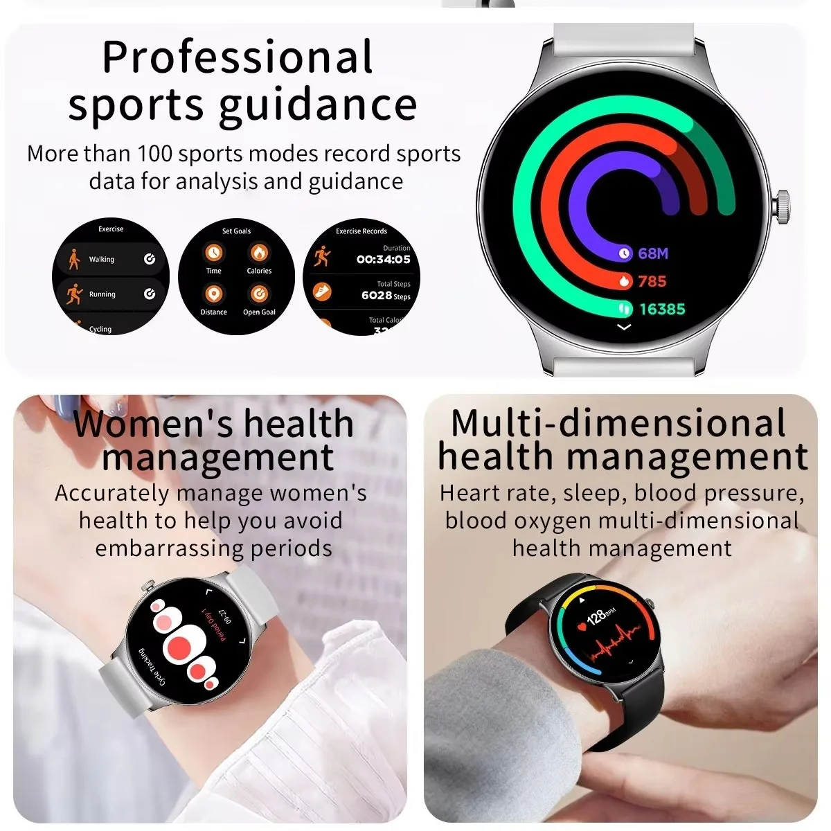 7.5mm Ultra-Slim Smart Watch Women :AMOLED Screen Always Display Time Heart Rate Bluetooth Call High-end Fashion Smartwatch