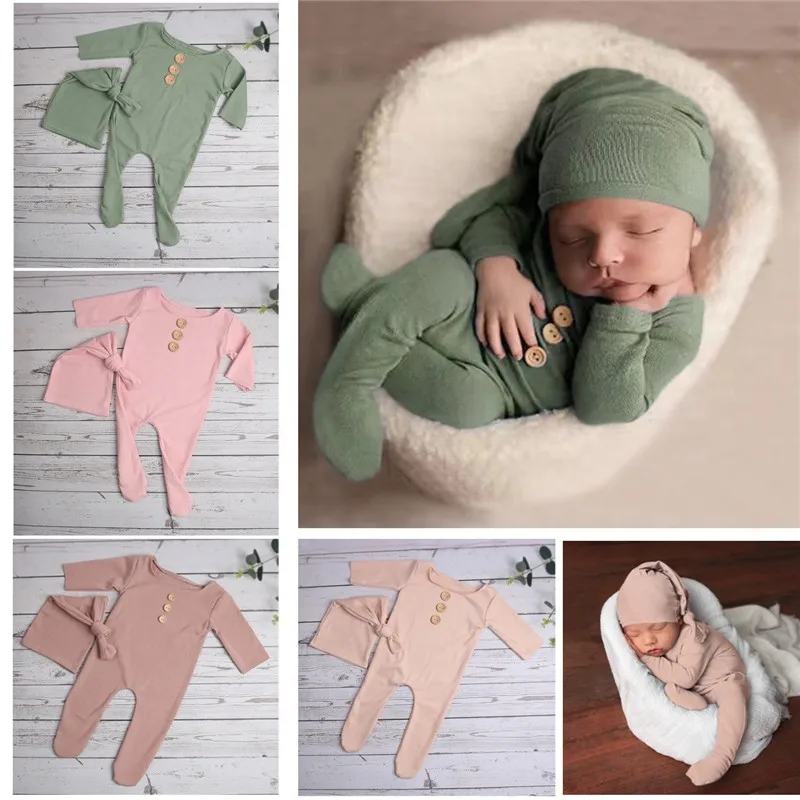 

2023 Baby cotton stretch romper for newborn photography props,footed jumpsuit shoot clothes