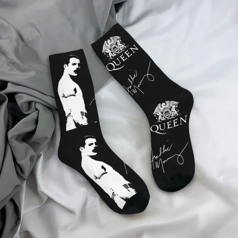 Band Queen Freddie Mercury Dress Socks Mens Womens Warm Funny Novelty Rock Singer Crew Socks