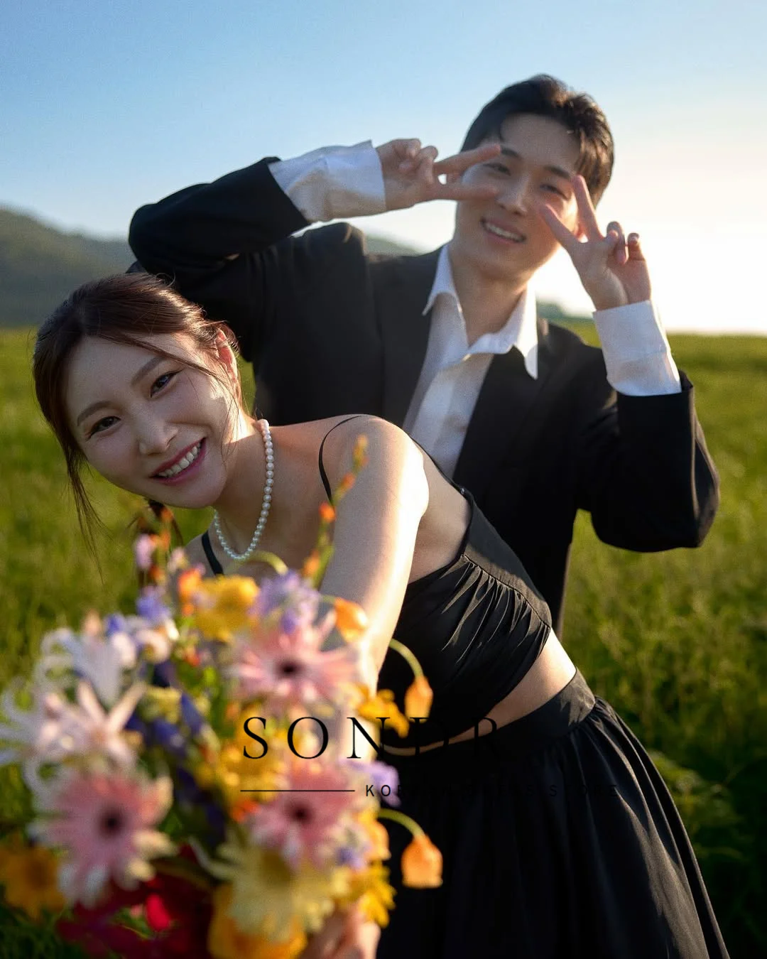 Sondr, 2 piezas, vestidos de novia coreanos negros, tirantes finos, línea A, vestido para sesión de fotos, vestidos de noche personalizados, vestido de novia