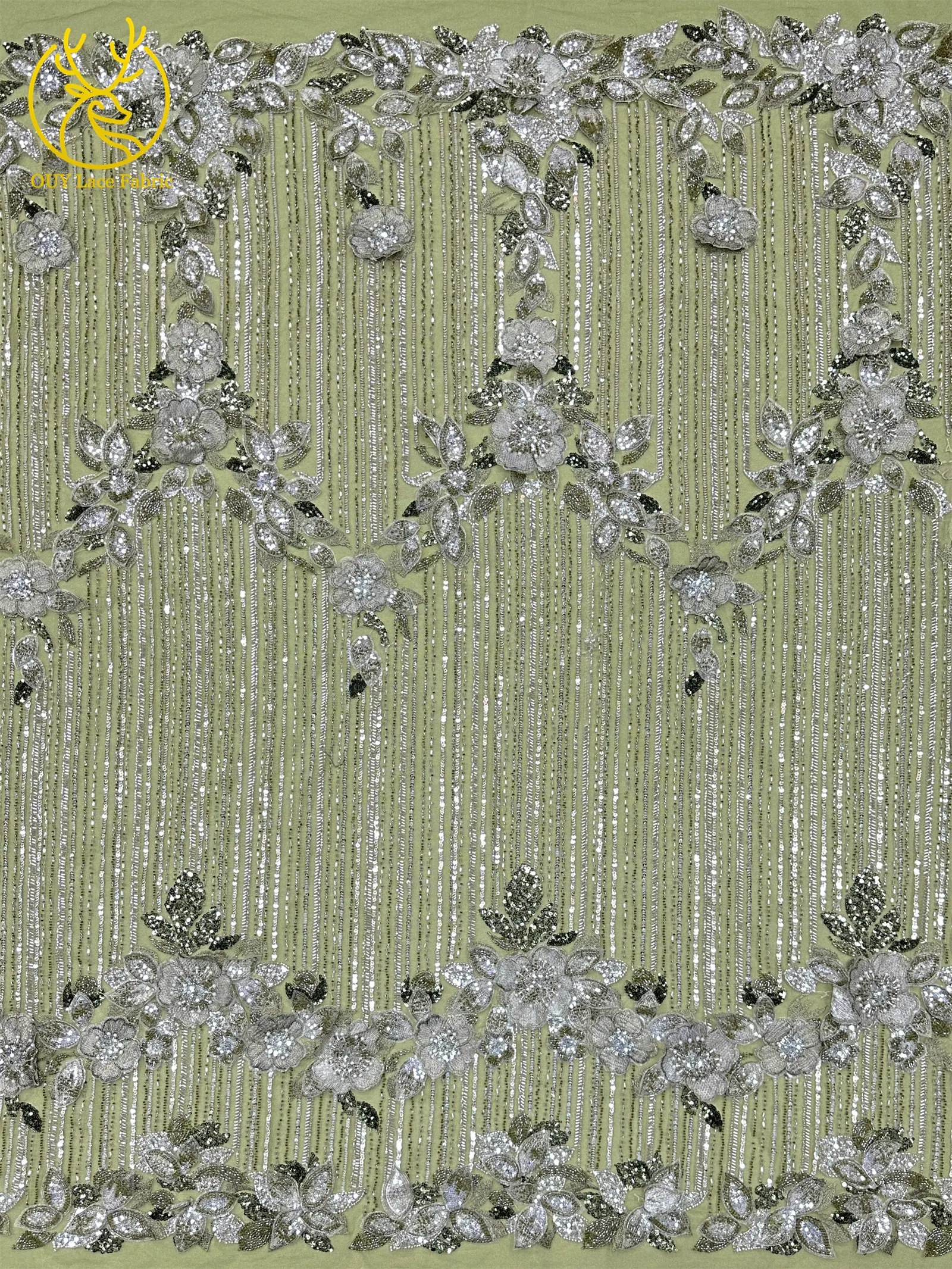 Luxuriöser 3D Handbestickter Blumen-Spitzenstoff 2026 Hochwertige Afrikanische Perlen-Pailletten-Spitze für Nigerianische Abendkleider – Detail 7