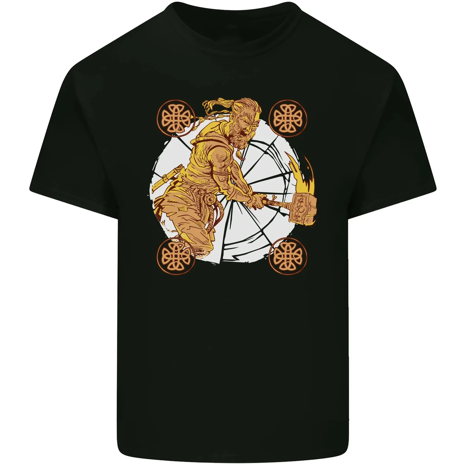 Nordic Warrior with Hammer Thor Tribal Valhalla T-Shirt 100% Cotton O-Neck Short Sleeve Summer Casual Mens T-shirt Streetwear