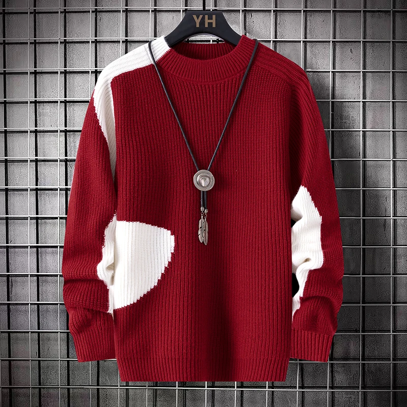 

2025 autumn and winter new men's high-quality fashion trend round neck sweater knitted base sweater