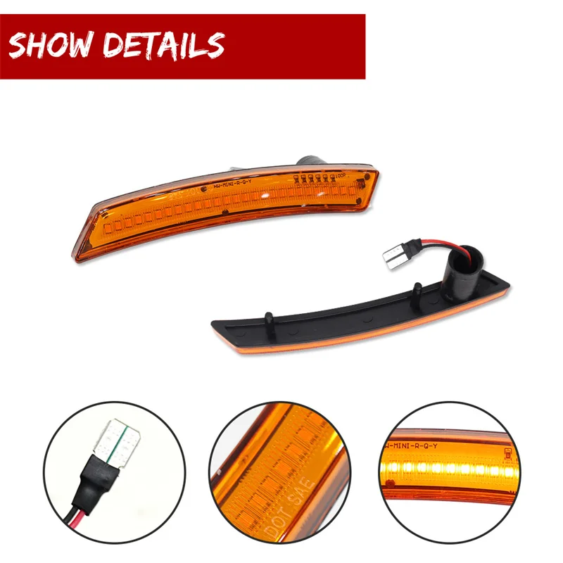 Front Amber / Rear Red LED Side Marker Lights Fender Flare Lamps For 2007-2016 Gen 2nd MINI Cooper R55 R56 R57 R58 R59 R60 R61