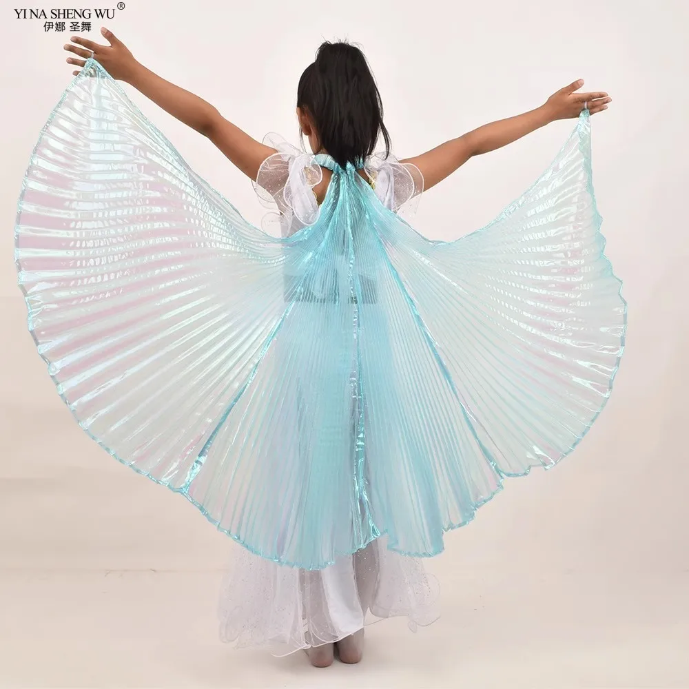 New Style Children's Belly Dance Wing Symphony Yarn Cloak Hand Hook Dance Performance Props Transparent Color Hanging Neck Wings