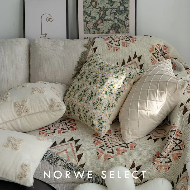 Cushion for CUSHION European Style Pastoral Breeze Simple Broken Flower Embroidery Sofa Bed Head Pillow Core and Pillowcase
