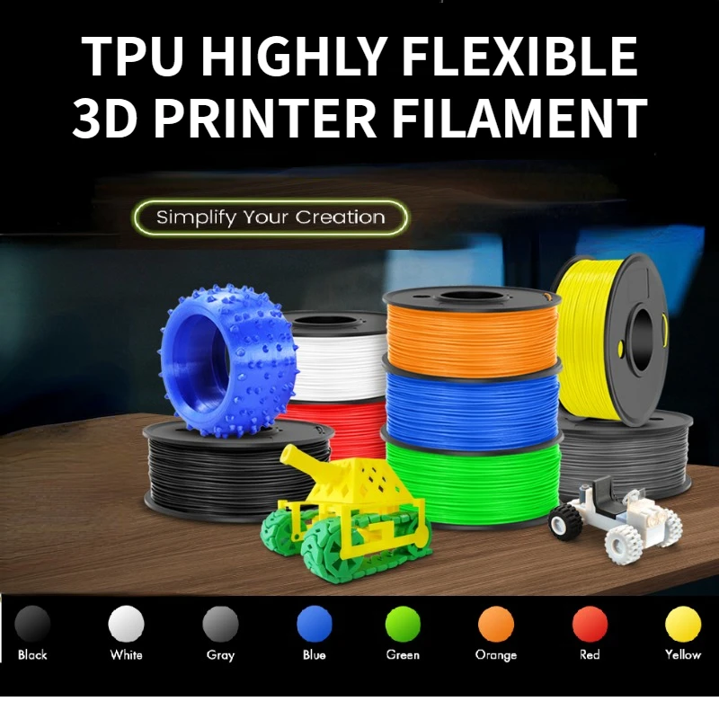 

TPU Filament,95A TPU Filament 1.75mm,Dimensional Accuracy +/- 0.03,Flexible Soft 3D Printer Filament 1kg/Spool,Vacuum Packaging