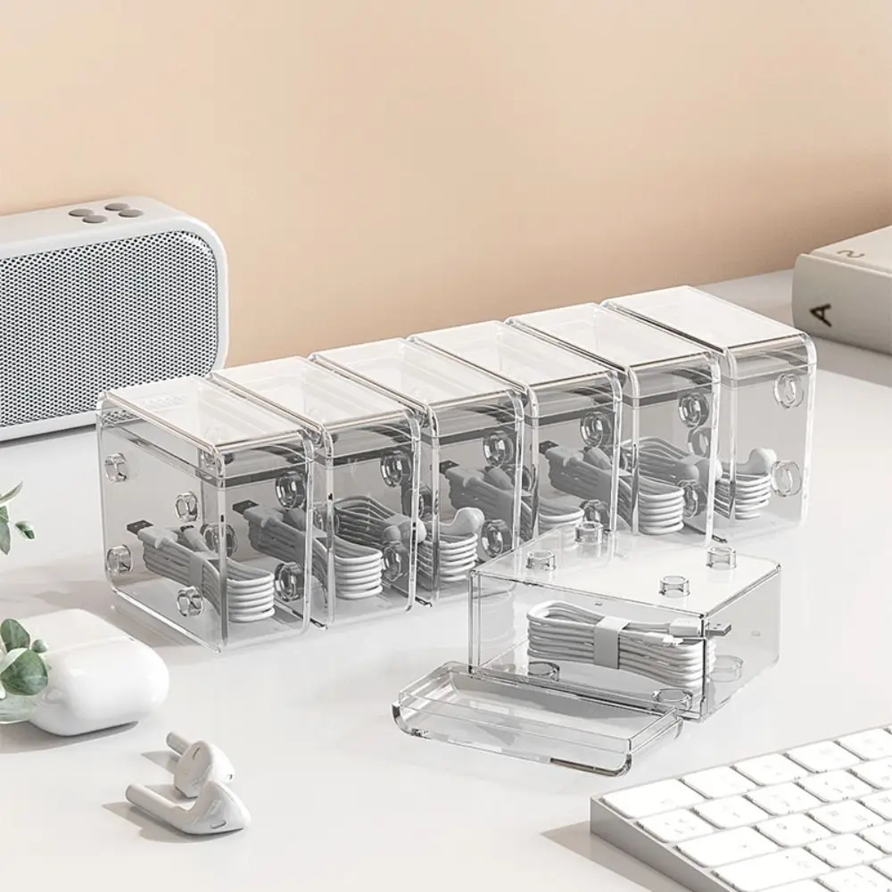 Cable Storage Box Data Line Storage Container for Desk Multifunctional headset Data charging line bobbin winder