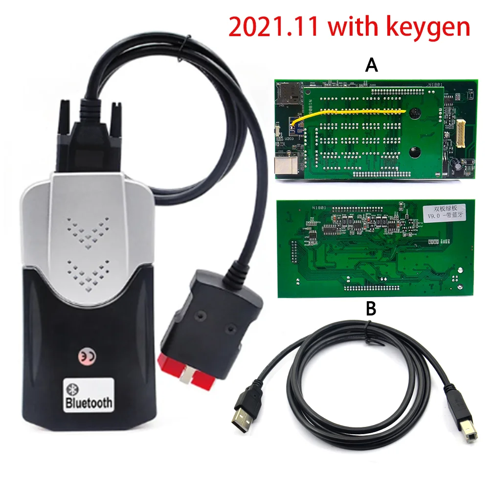 For Auto-coms  DS-150E With Bluetooth 2021.11 Keygen For Delp for DS150E V9.1 OBD2 Cars Trucks OBD II Scanner Diagnostic tools