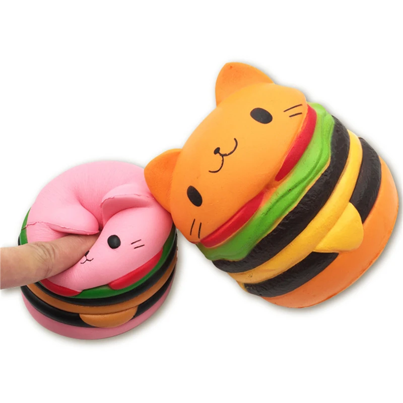 

Cartoon Cat Burger Squishes Toy Squishy Slow Rising Squeeze Toy Charm Stress Reliever Toys for Children Stress Squeeze toy