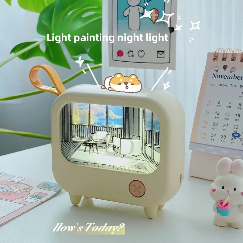 

Креативная лампа для создания атмосферы, высококачественный декор для телевизора, настольная лампа, USB-зарядка, регулируемый белый и теплый свет