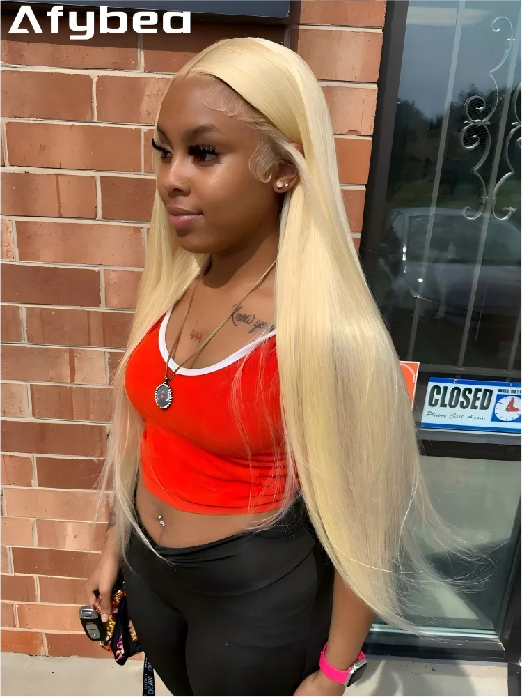 

613 Straight Lace Front Wigs Human Hair Blonde Brazilian 13X6 Hd Lace Frontal Wig Pre Plucked Colored Bleached Knots 30 40 inch