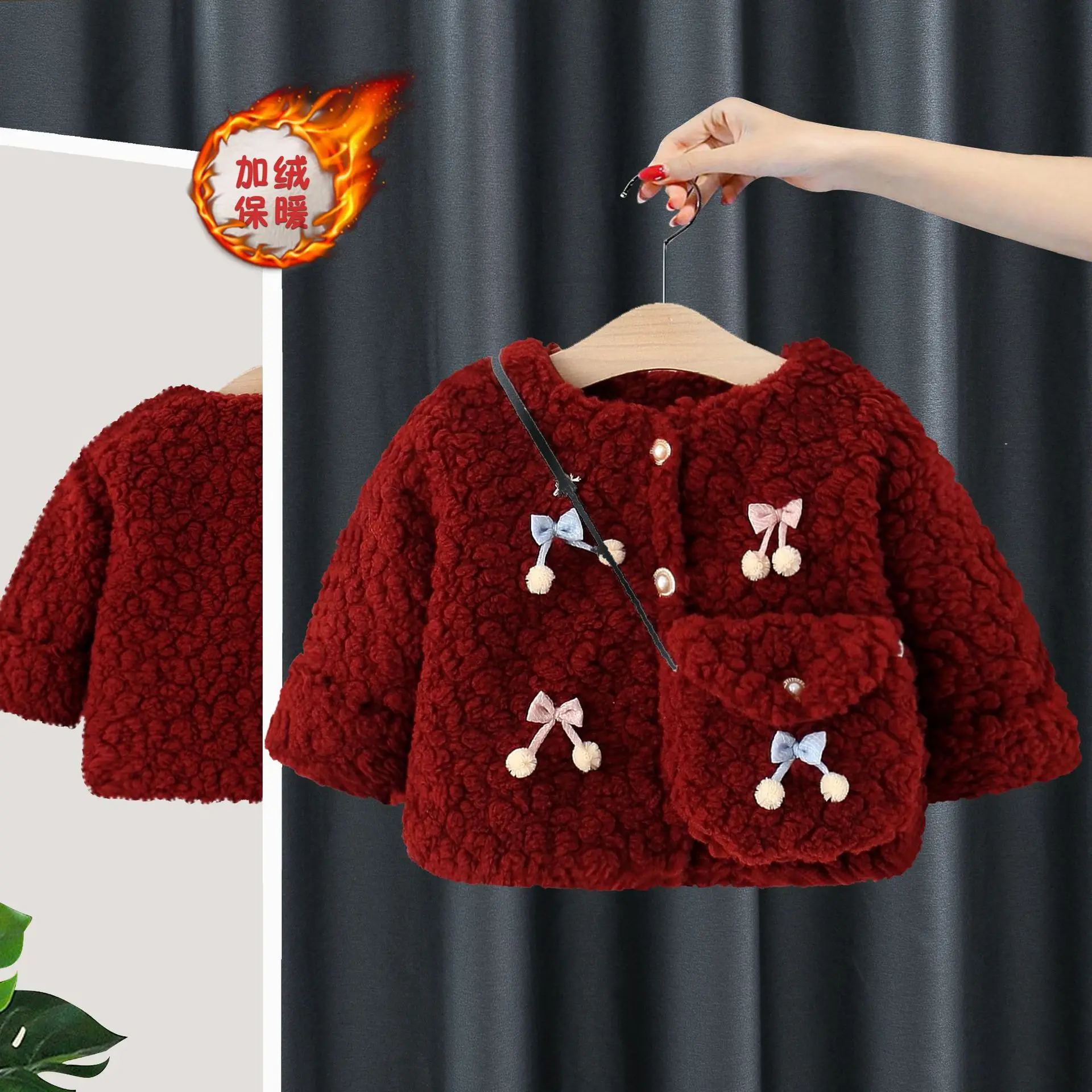 

new delivery children winter girl polyester Thick padded jacket coat kids warm top clothes 73-110 1-4year fashion red