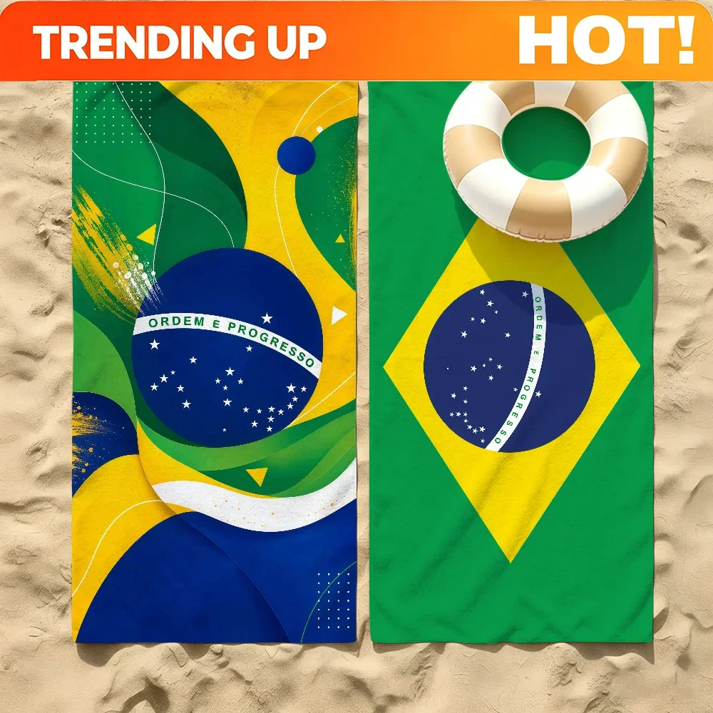 Custom Nation Brazil Towel For Beaches Yoga Studios Gyms Hot Springs Swimming Pools And Picnics