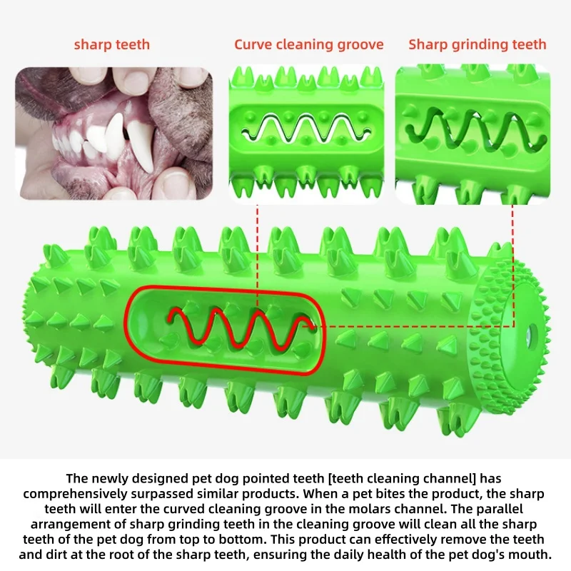 Interactive Squeaky Dog Molar Stick Toy Non-Toxic TPR Teething Chew Toy Food Leak Design Remove Plaque Dental Toy for All Dogs