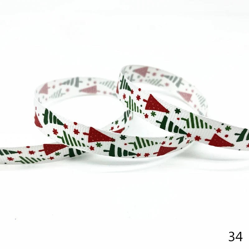 10mm Christmas Ribbon Printed Grosgrain Ribbons for Gift Wrapping Wedding Decoration Hair Bows DIY