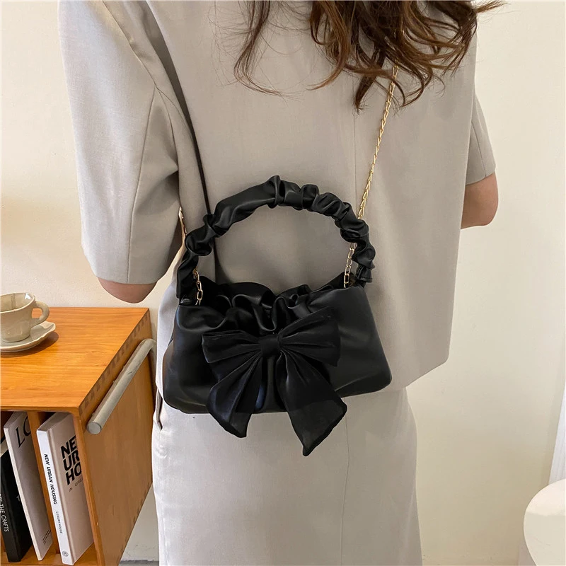 Women BowKnot Handbags Fashion Chain Shoulder Bags Messenger Bags PU Leather Bags ﻿