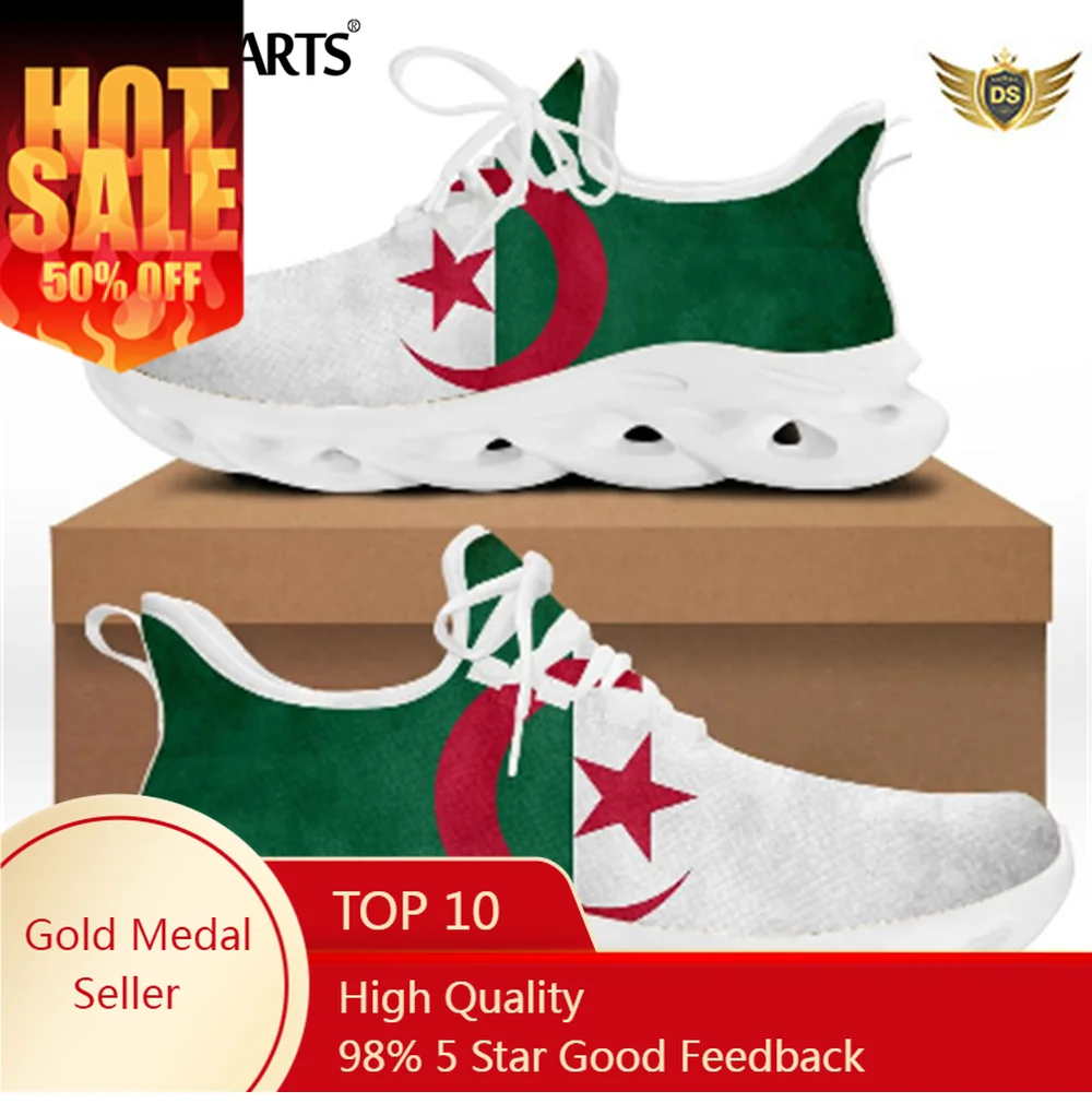 

Flag Of Algeria Design Flat Casual Women Shoes Lace Up Fashion Sneakers Wlaking Shoes Female Beach Footwear Zapatos