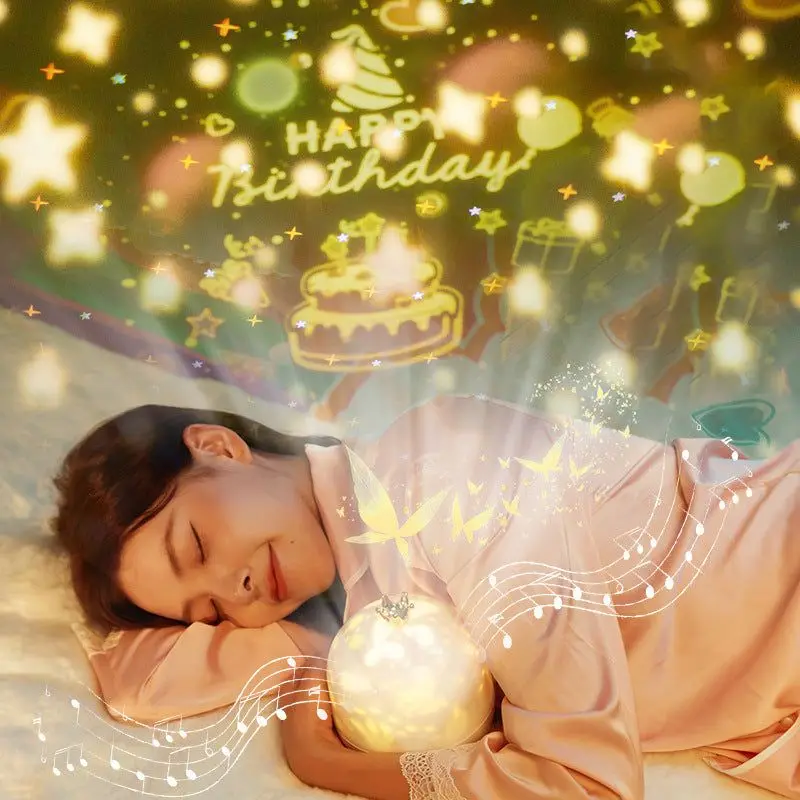Proyección de luz de estrella de corona, luz nocturna de estrella giratoria, atmósfera de techo para dormitorio, lámpara de noche, proyector, regalo de cumpleaños para niños