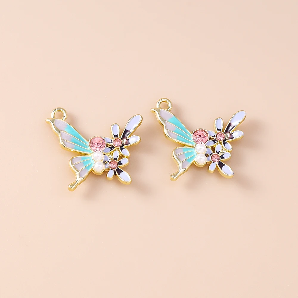 Leslie 5 Stück exquisite Charms, wunderschöne florale Schmetterlingsanhänger für Ohrringe, Halsketten, handgefertigte DIY-Schmuckherstellungszubehör – Detail 6