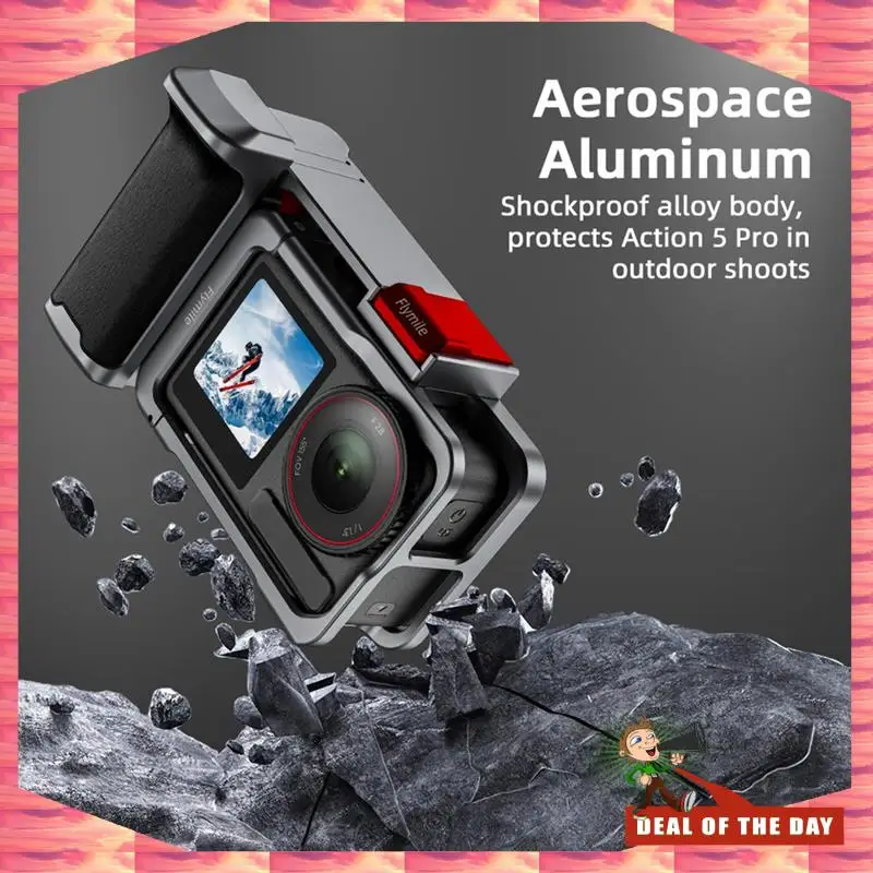 24-Hour Delivery Flymile Metal Camera Grip Frame Case Kit For ACTION 4/3/5PRO Vlog Grip Mount Street Photo