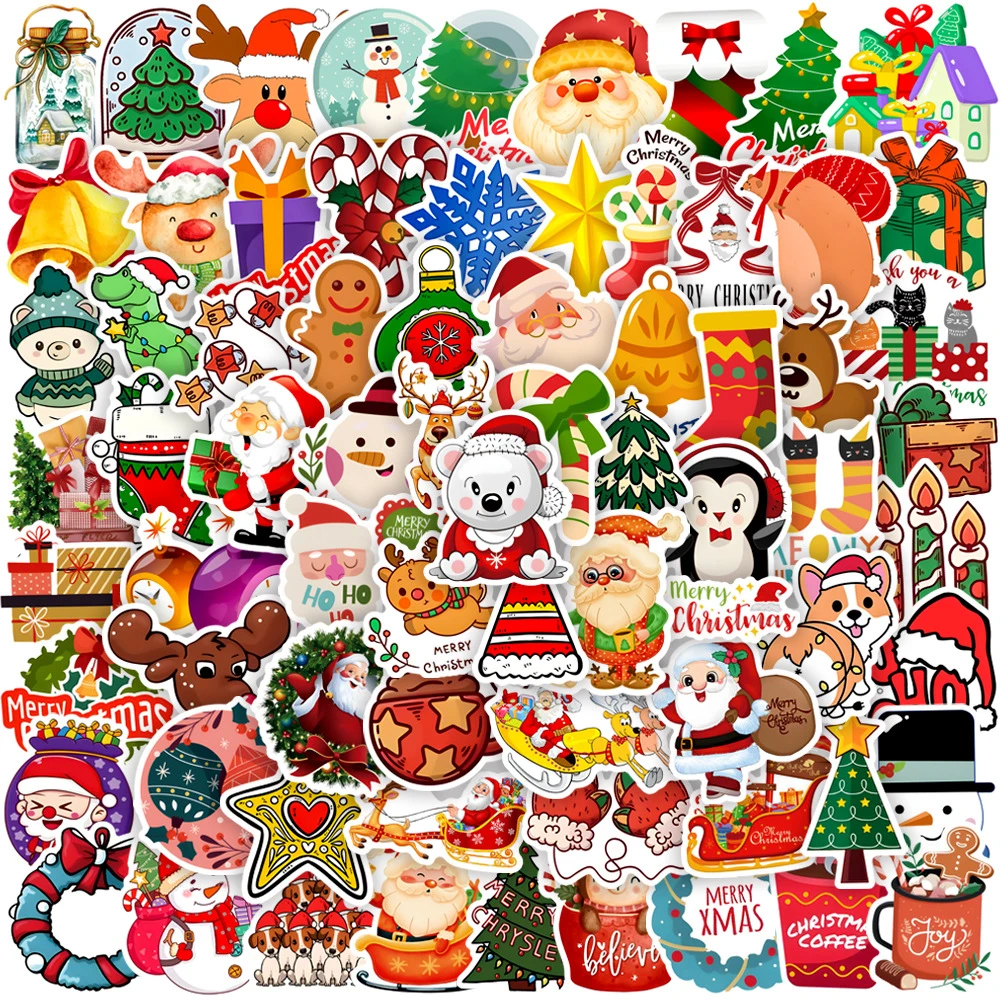 10/30/50/100pcs Retro Christmas Graffiti Stickers Aesthetic DIY Laptop Phone Cases Waterproof Party Decoration Sticker