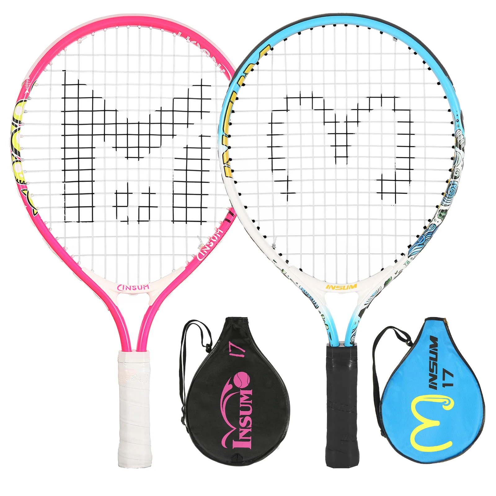 Raquette de tennis pour enfants, raquette de tennis en aluminium de 17 pouces avec sac de transport pour enfant, raquettes de sport pour enfants en plein air/intérieur