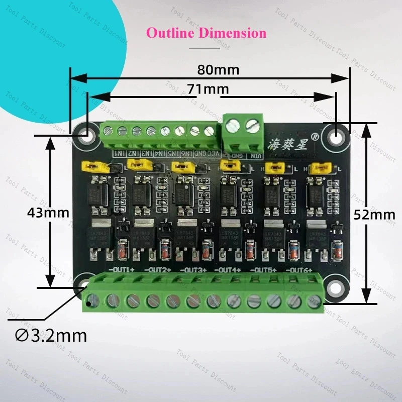 6 Channels Module/Microcontroller PLC Amplifier Field-Effect Transistor/Optocoupler/6 Way MOSFET Driver Board