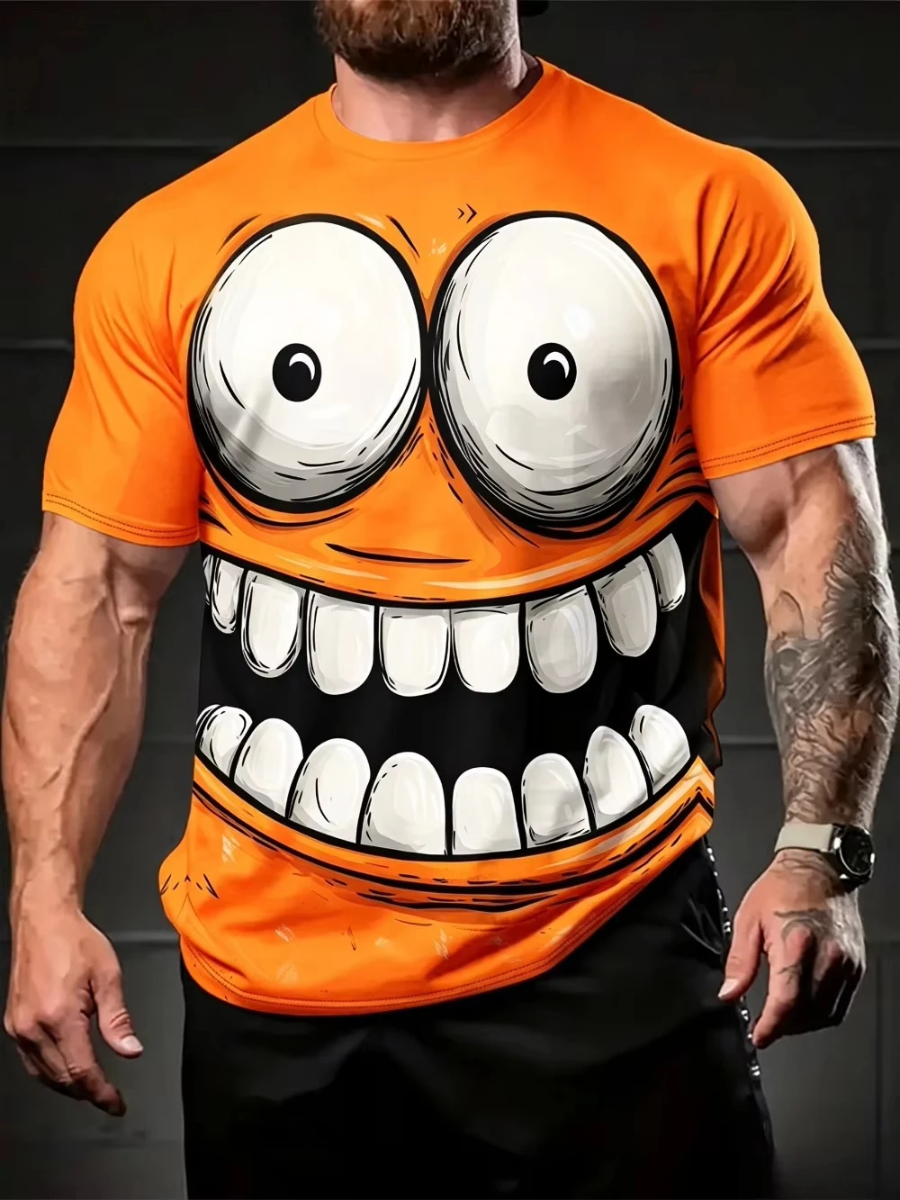3D Cartoon Cute and Funny Abstract Facial Expressions Men's and Women's Sports Casual Short Sleeved T-shirts with Rich Colors