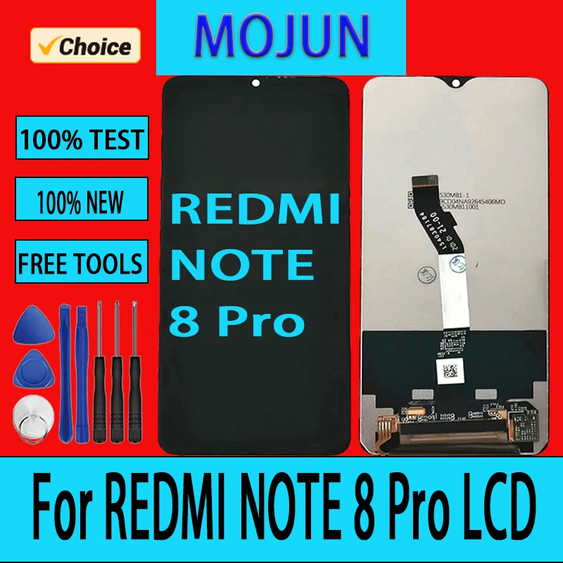 شاشة عرض جديدة مقاس 6.53 بوصة مع إطار لهاتف Xiaomi Redmi Note 8 Pro 2015105   شاشة Lcd M1906G7I + مجموعة محول رقمي لشاشة تعمل باللمس