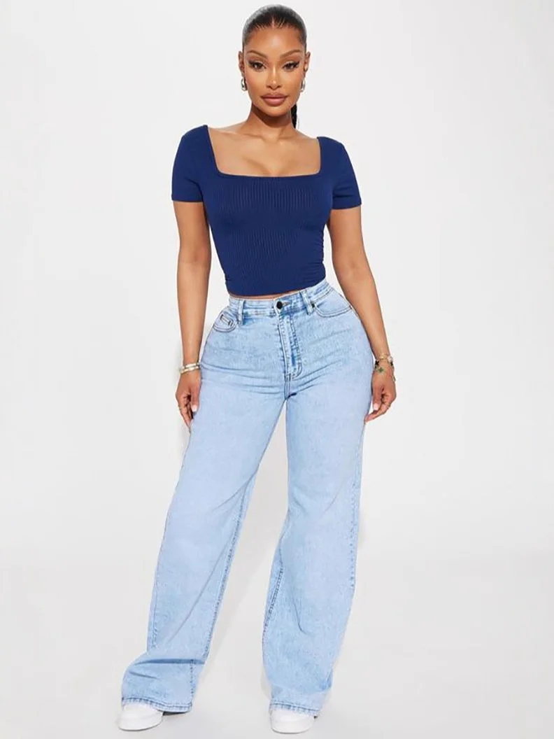 Bootcut Jeans Woman Korean Style Demin Edition Curve Length Vacation Details Appliques Layers Streamlined Wrinkled Quality Edges