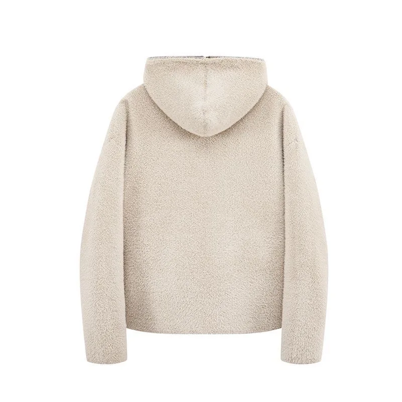 New Autumn and Winter Fashion Solid Color Thickened Warm Hooded Sweater Men's Casual Loose Sports Large Size High Quality Coat