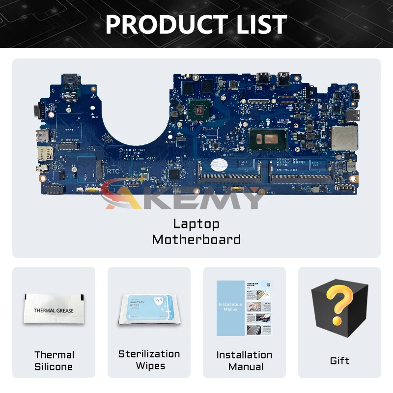 Imagem -06 - Placa-mãe de Laptop La-f412p Akemy para Dell Latitude 5590 Cn0p50j0 0630xh Mainboard com i5 i7 8ª Cpu Mx130 2g 100 Teste ok