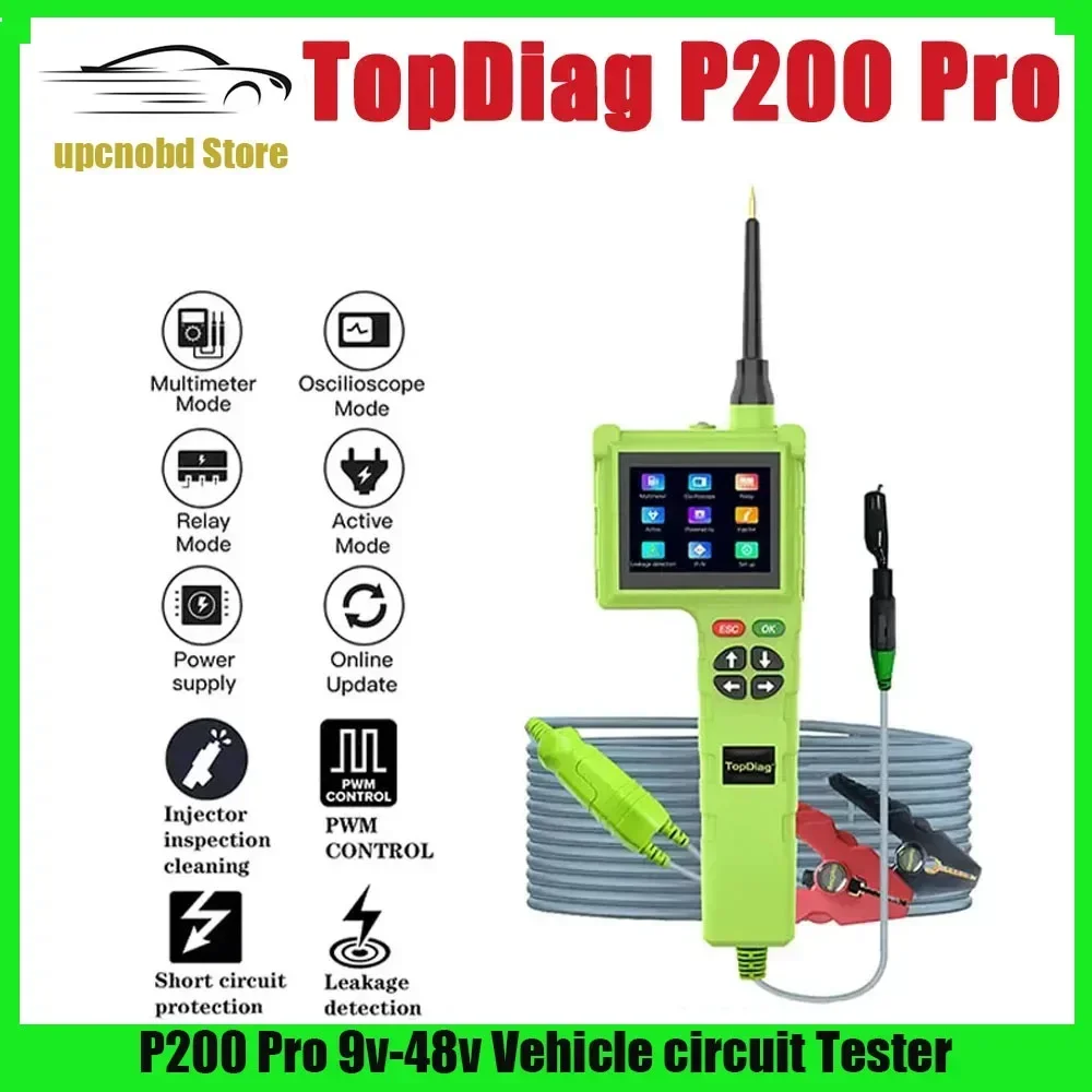 A+JDiag P200 Pro Automotive Circuit Tester 12V 24V Power Circuit Probe Kit Car Voltage Resistance Relay Tester Diagnostic Tool