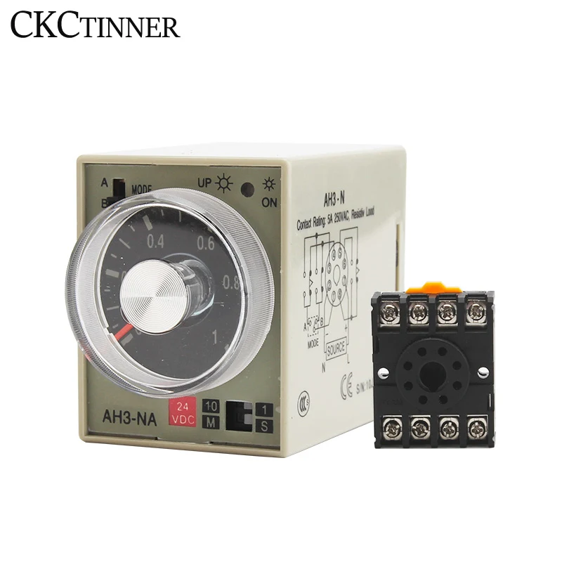 

Time Relay AH3-NA/NB/NC/NE/ND 8 Pin 24V 110V 220V 380V Multi Range Electric Timer Adjustable Timer Relay With Socket Base