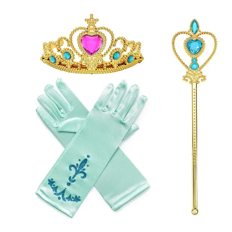 Jasmine Girls Jewelre Aladdin\'s Lamp Wig Accesories Crown Wand Necklace Bracelet Earrings Set for Kids Party Decoration Ornament