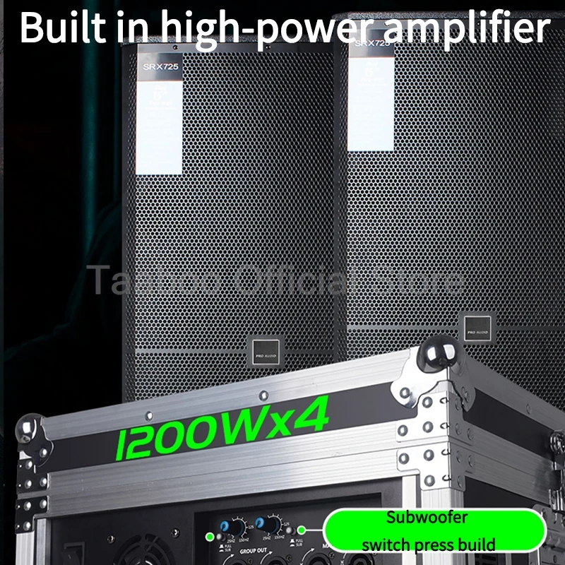 1200Wx4 4 Channel High-power Amplifier Equipped with Wireless Microphone Dual Group Subwoofer Amplifier with Mixing Console