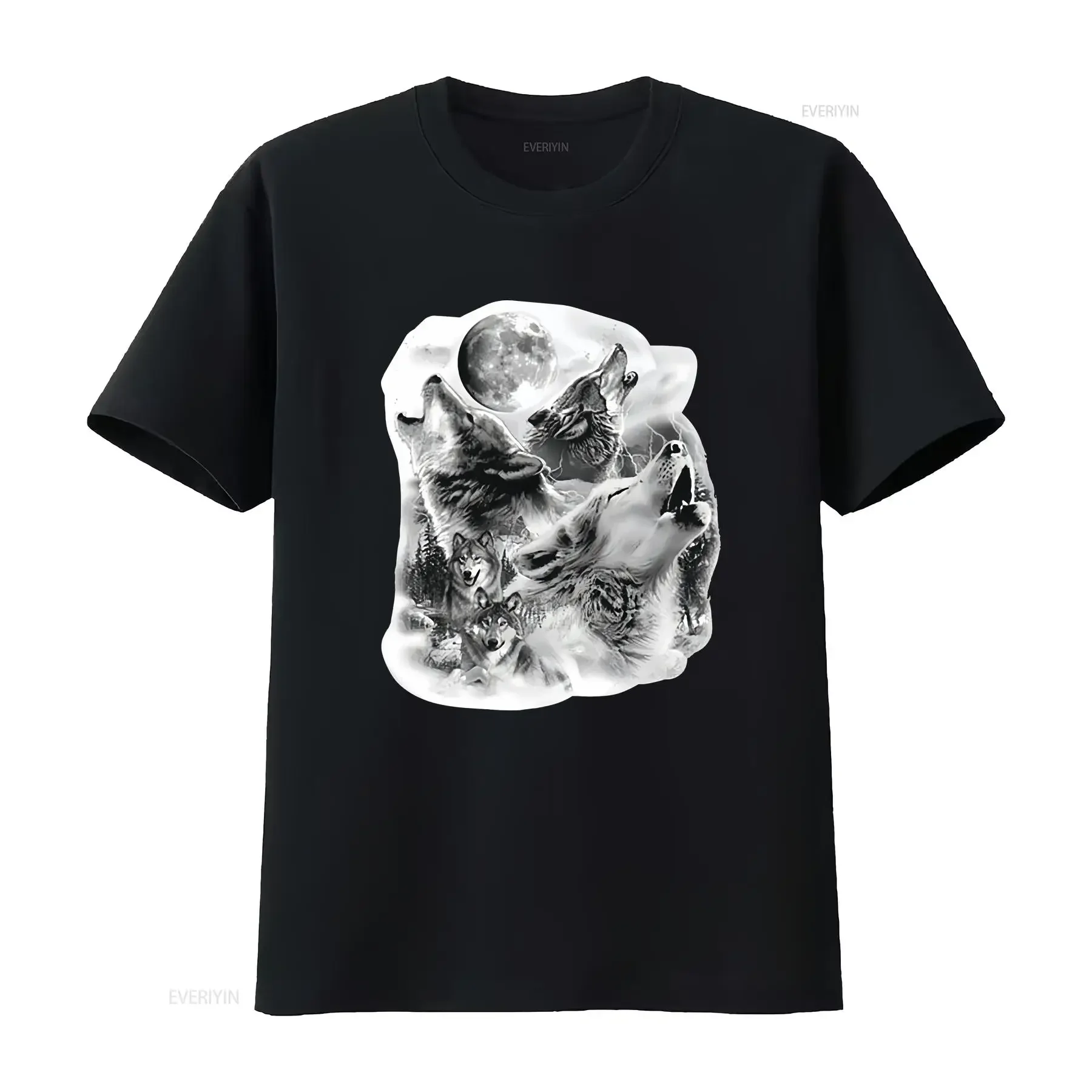 Gravity Trading Mens Howling Wolf T Shirt Solar Color Changing  vintage Washed Stylish Stretched designer clothes Breathable