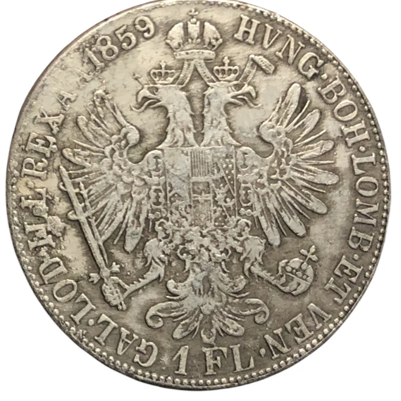 1859 Austria 1 Florin-Franz Joseph I Silver Plated Copy Coin